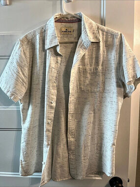 The Normal Brand Freshwater Short Sleeve Button Up Shirt White & Black Medium